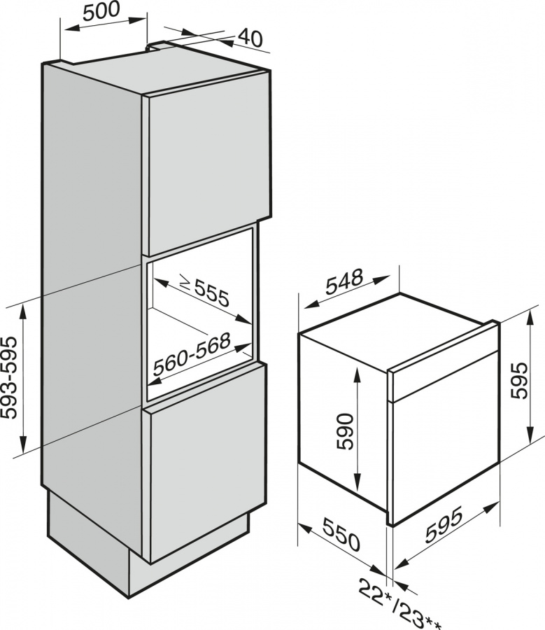 Схема встраивания Духовой шкаф с паром Miele DGC7460CLST