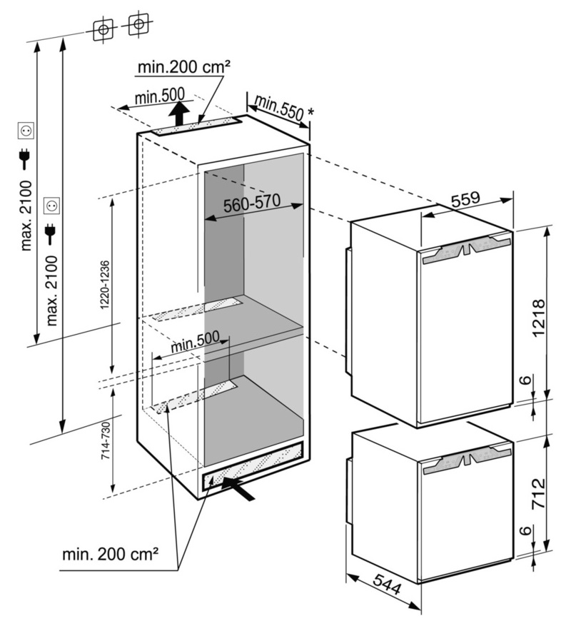 Схема встраивания Холодильник Liebherr IK2320