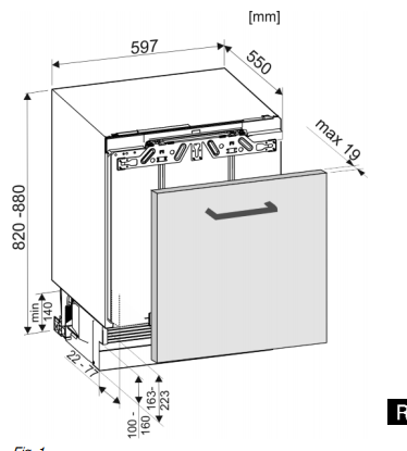 Схема встраивания Холодильник Liebherr UIK1510