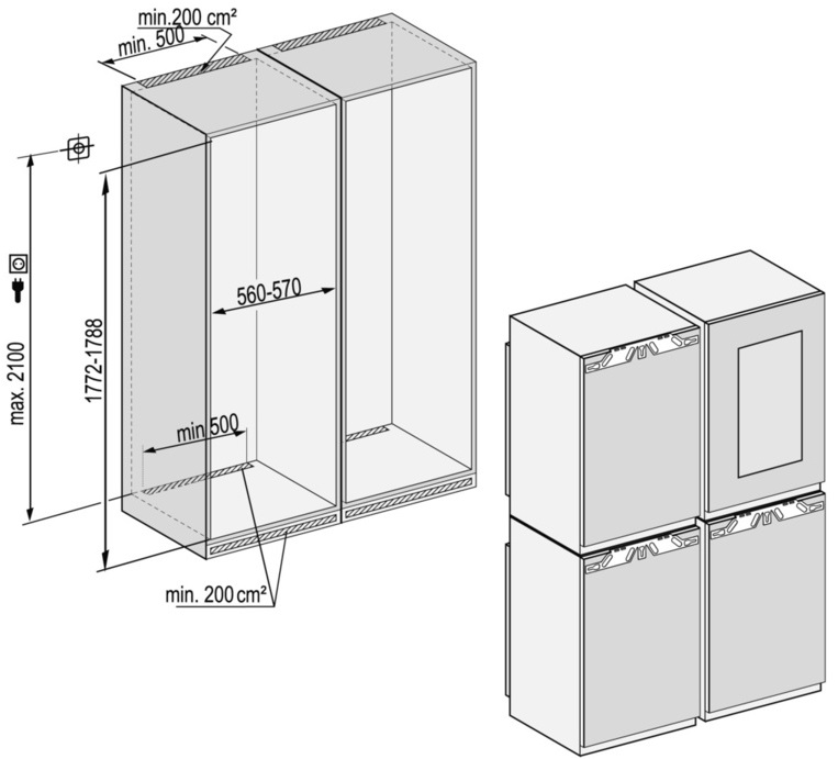 Схема встраивания Холодильник Liebherr SBSWdf99I5