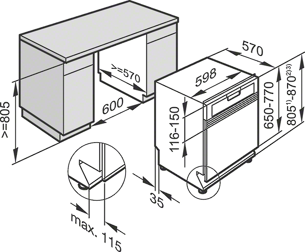 Схема встраивания Посудомоечная машина Miele G5210SCiCLST