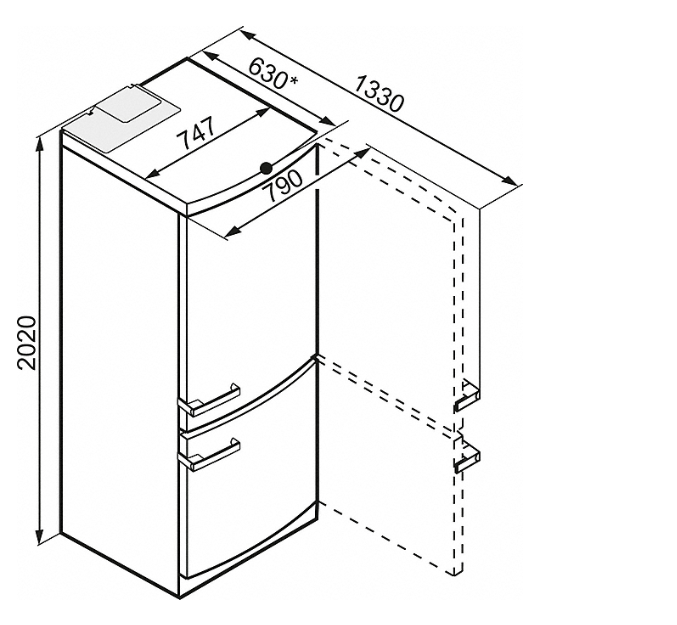 Схема встраивания Холодильник Miele KFN16947Ded_cs