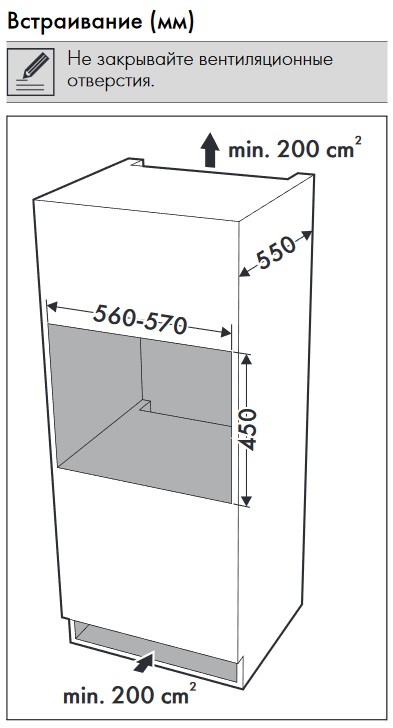 Схема встраивания Винный шкаф Smeg CVI121S3