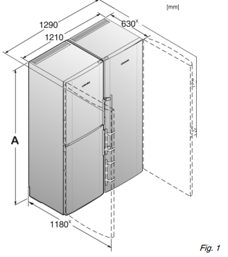 Схема встраивания Холодильник Liebherr SBS7212