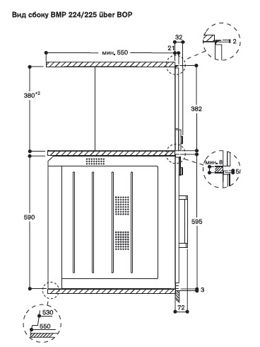 Схема встраивания Микроволновая печь Gaggenau BMP224100
