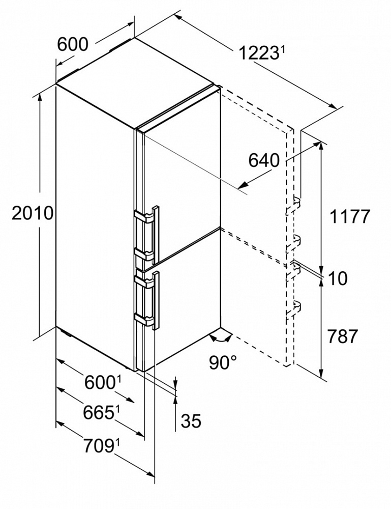 Схема встраивания Холодильник Liebherr CBNbs4835