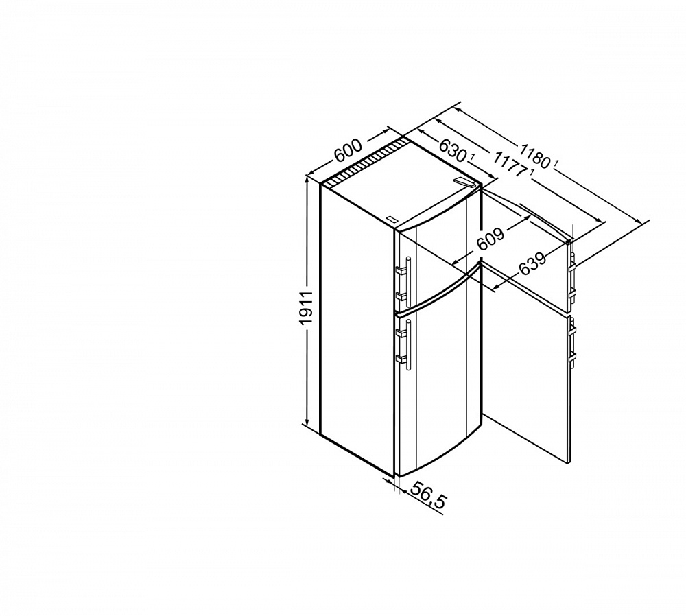 Схема встраивания Холодильник Liebherr CTN3663