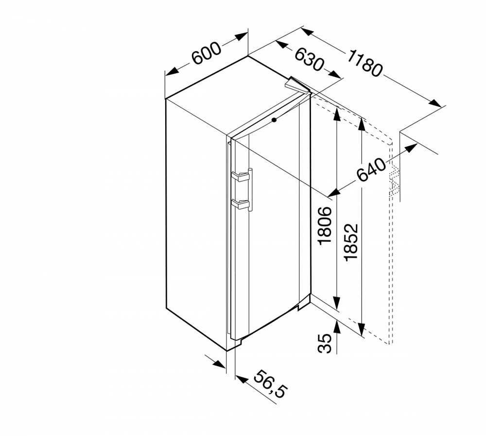 Схема встраивания Холодильник Liebherr Skesf4240