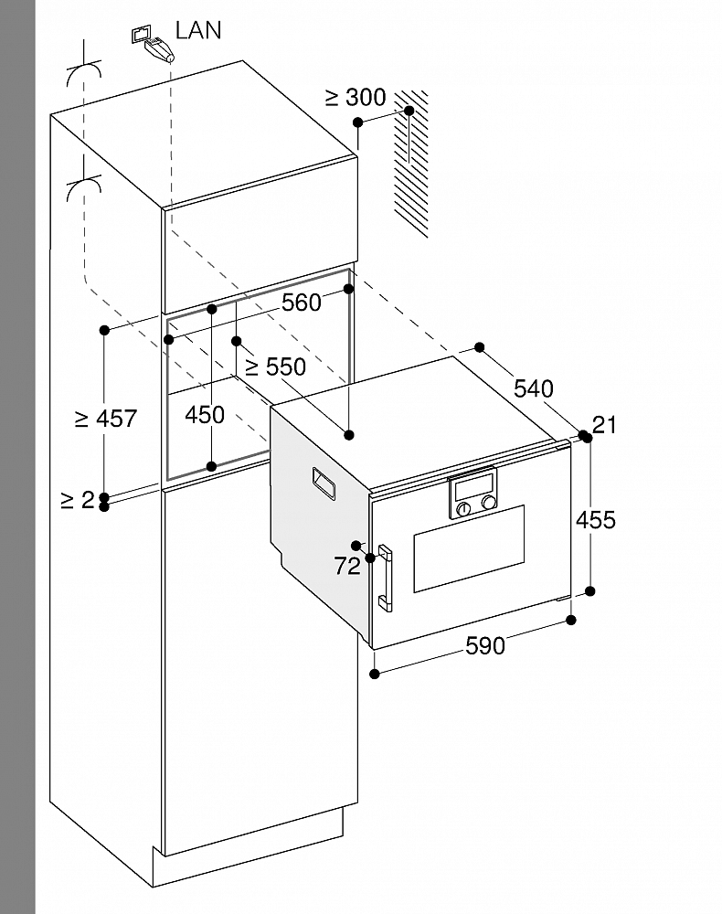 Схема встраивания Духовой шкаф - пароконвектомат Gaggenau BSP271131