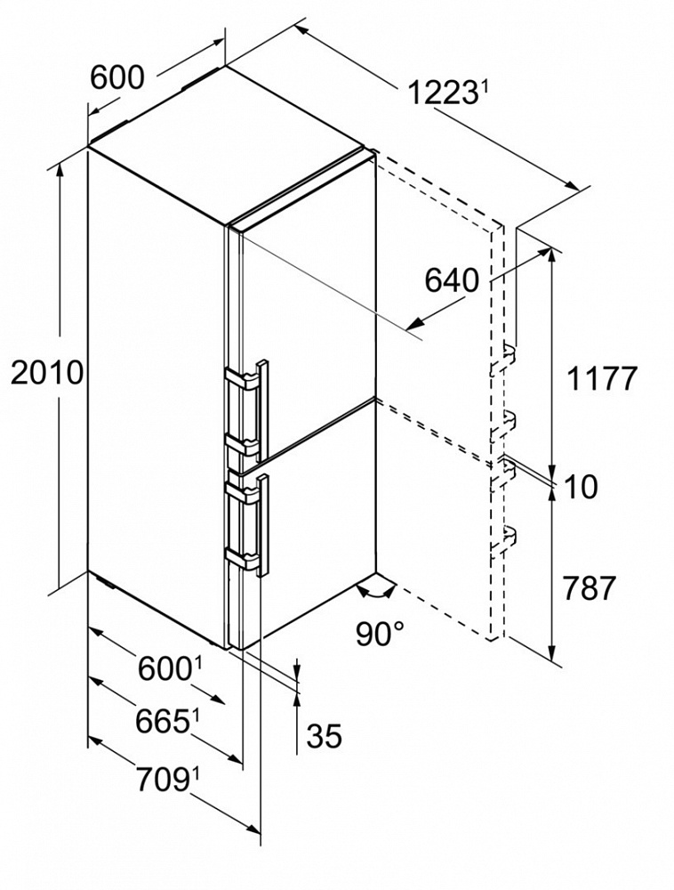 Схема встраивания Холодильник Liebherr CNef4845