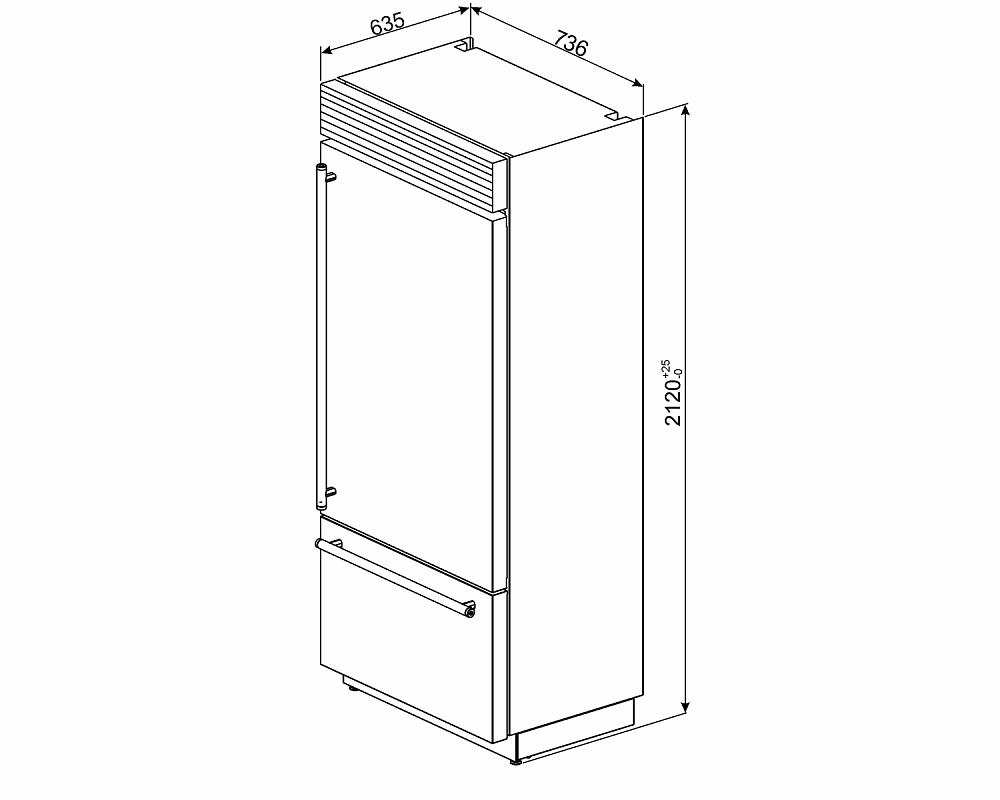 Схема встраивания Холодильник Smeg RF376LSIX
