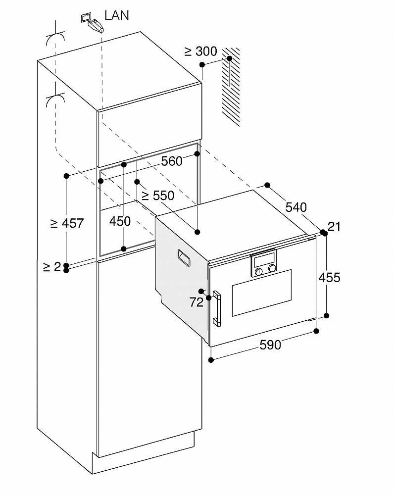 Схема встраивания Духовой шкаф - пароконвектомат Gaggenau BSP251131