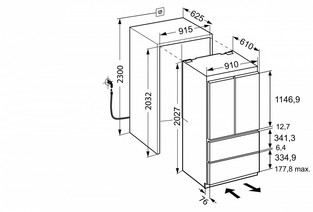 Схема встраивания Холодильник Liebherr ECBN6256