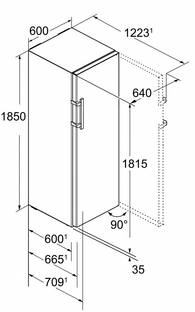 Схема встраивания Холодильник Liebherr KBbs4370