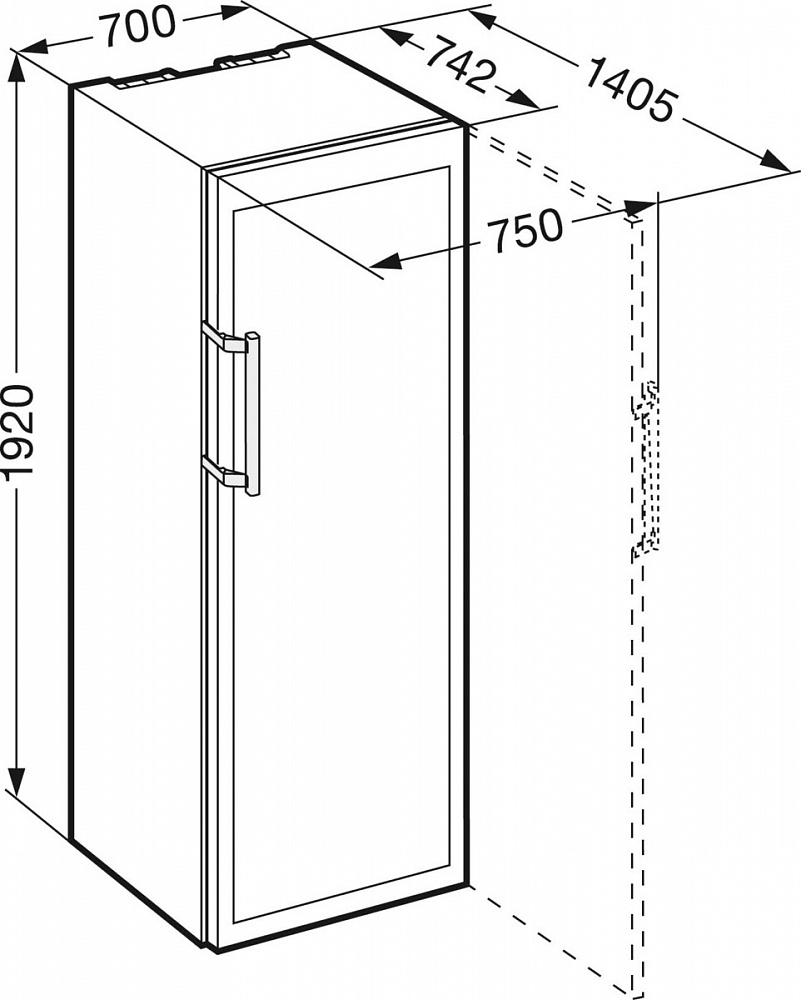 Схема встраивания Винный шкаф Liebherr WKt5552