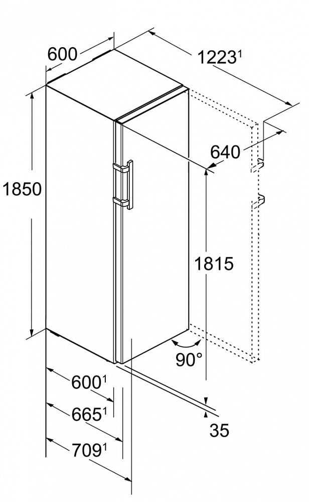 Схема встраивания Холодильник Liebherr KBef4330
