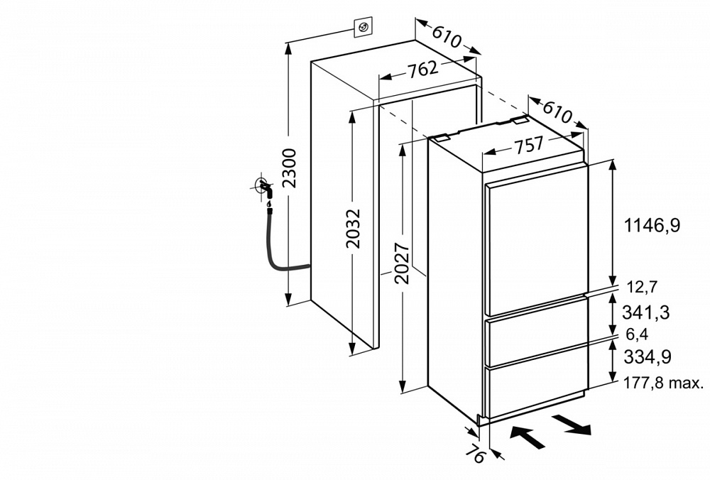 Схема встраивания Холодильник Liebherr ECBN5066